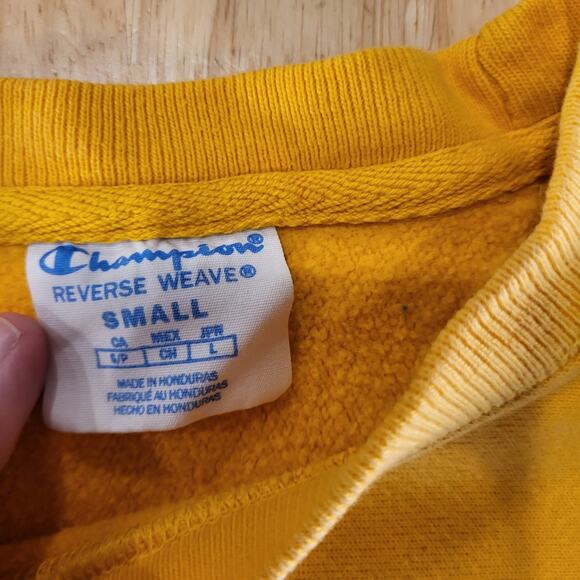 Champion Heavy Weight Terry Pullover Mustard Yellow Sweatshirt Small - Picture 5 of 9